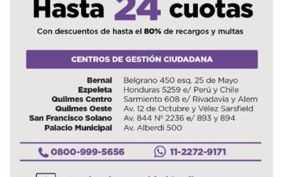 Cuotas y descuentos para los contribuyentes de Quilmes