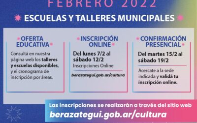 Ciclo 2022: Abre la inscripción a las escuelas y talleres de cultura en Berazategui